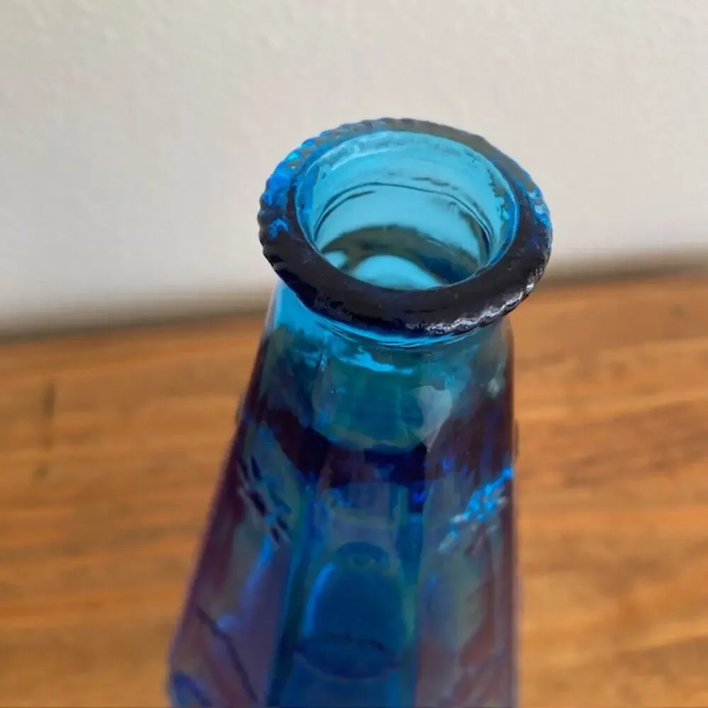 Vintage Wheaton Bottle Blue Glass Christmas Tree Bottle 9 1/2